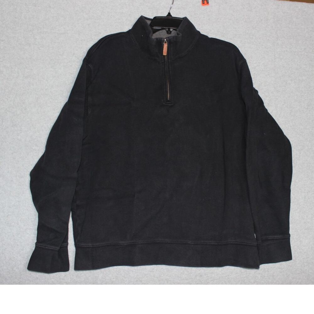 Lands End Men's Bedford Rib Quarter Zip Sweater Size L‎ 42-44 Charcoal